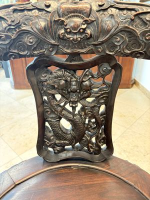 A pair of Chinese finely carved hongmu swivel chairs, Canton, 19th C. — photo 8