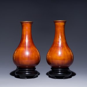 A pair of Chinese Foochow or Fuzhou lacquer 'bamboo' vases, 19/20th C. — 照片 2