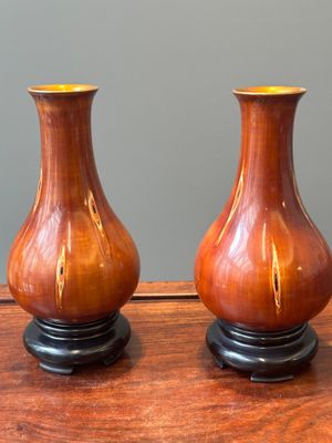 A pair of Chinese Fuzhou or Foochow lacquer 'bamboo' vases, 19/20th C. — foto 5