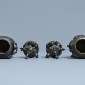 A pair of Chinese gilt-lacquered bronze Chinese 'luduan' censers, Ming — photo 6