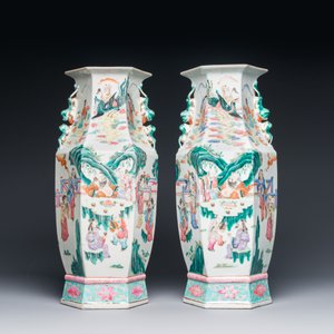 A pair of Chinese hexagonal famille rose vases, 19th C. — photo 2
