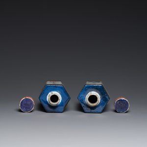 A pair of Chinese hexagonal famille verte tea caddies, Kangxi — photo 6