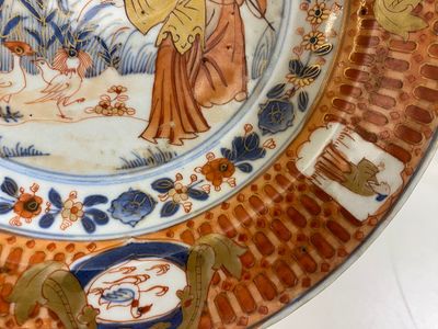 A pair of Chinese Imari-style plates with 'Parasol ladies' after Cornelis Pronk, Qianlong — 照片 5