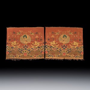 A pair of Chinese kesi 'Dragons and Cranes' panels — photo 1