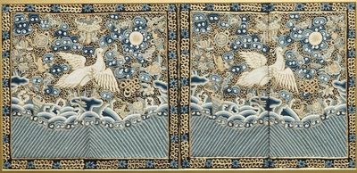 A pair of Chinese kesi rank badges with wild geese, 18/19th C.