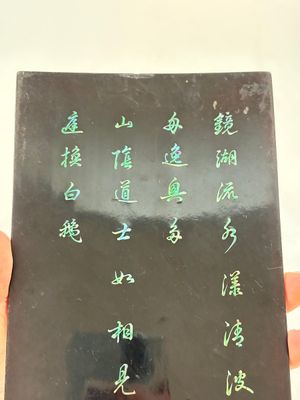 A pair of Chinese laque burgauté plaques with figures in landscapes and poems, Qing — photo 13