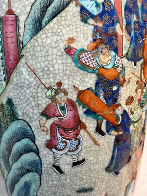 A pair of Chinese Nanking famille rose vases with narrative design, Chenghua mark, 19th C. — photo 27