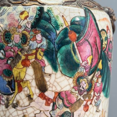 A pair of Chinese Nanking famille rose 'Warriors' vases — photo 10