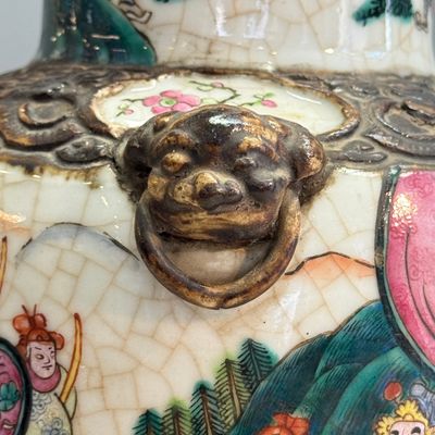 A pair of Chinese Nanking famille rose 'Warriors' vases — photo 13