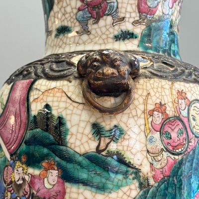 A pair of Chinese Nanking famille rose 'Warriors' vases — photo 24