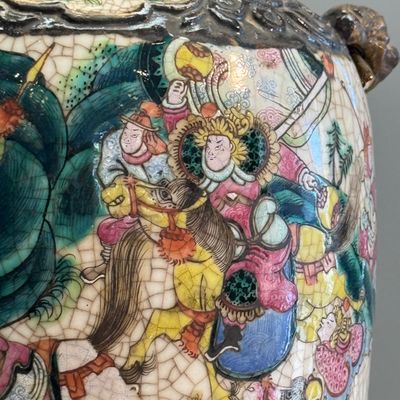 A pair of Chinese Nanking famille rose 'Warriors' vases — photo 26