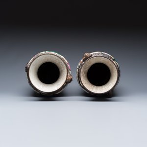 A pair of Chinese Nanking famille rose 'Warriors' vases — photo 6