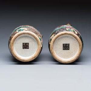 A pair of Chinese Nanking famille rose 'Warriors' vases — photo 7
