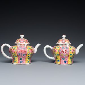 A pair of Chinese octagonal famille rose teapots on stands, Yongzheng — 照片 7
