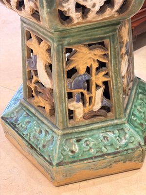 A pair of Chinese or Vietnamese polychrome-glazed pottery stands, 19th C. — photo 14