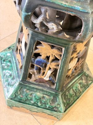 A pair of Chinese or Vietnamese polychrome-glazed pottery stands, 19th C. — photo 30