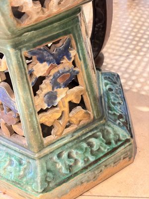 A pair of Chinese or Vietnamese polychrome-glazed pottery stands, 19th C. — photo 10