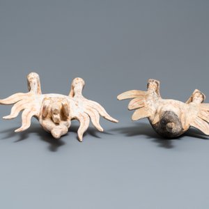 A pair of Chinese painted pottery models of 'earth spirits', Tang — 照片 5
