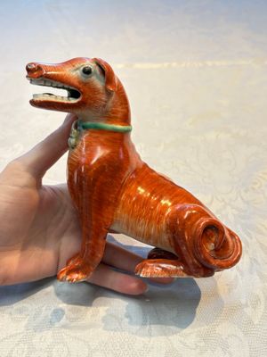 A pair of Chinese polychrome export models of dogs, Qianlong — foto 8
