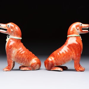 A pair of Chinese polychrome export models of dogs, Qianlong — foto 4