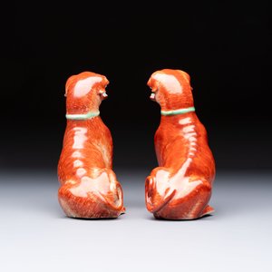 A pair of Chinese polychrome export models of dogs, Qianlong — foto 5