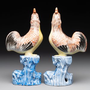A pair of Chinese polychrome-glazed models of roosters, 18/19th C. — photo 5