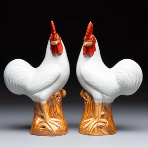 A pair of Chinese polychrome-glazed roosters, 20th C. — photo 2