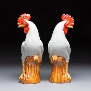 A pair of Chinese polychrome-glazed roosters, 20th C. — photo 3