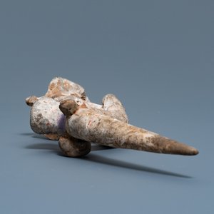 A pair of Chinese polychrome pottery figures of dragons, Han — photo 11