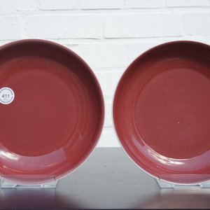 A pair of Chinese porcelain copper-red glazed plates, 19/20th C. — photo 6