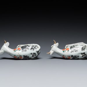 A pair of Chinese porcelain cows after Delftware examples for the Dutch market, Qianlong — 照片 6