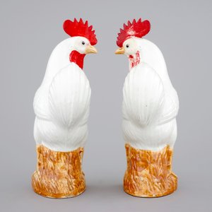A pair of Chinese porcelain models of cockerels, 19th C. — photo 4