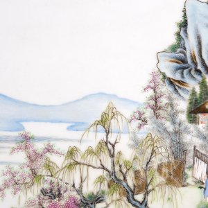 A pair of Chinese porcelain plaques with fine landscape painting, 19th C. — 照片 12