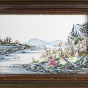 A pair of Chinese porcelain plaques with fine landscape painting, 19th C. — 照片 4