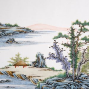 A pair of Chinese porcelain plaques with fine landscape painting, 19th C. — 照片 8