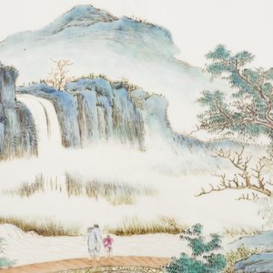 A pair of Chinese porcelain plaques with fine landscape painting, 19th C. — photo 10