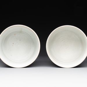 A pair of Chinese powder blue-ground famille verte vessels with a bird in a garden, Kangxi — photo 5