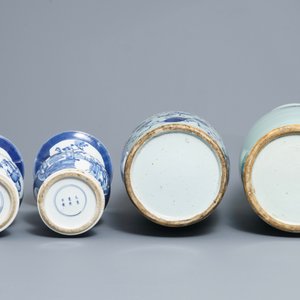 A pair of Chinese powder blue ground yenyen vases and two celadon vases, 19th C. — 照片 6
