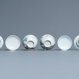 A pair of Chinese qianjiang cai covered bowls on stands, 19/20th C. — photo 7