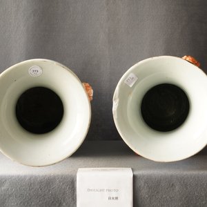 A pair of Chinese qianjiang cai 'crane and lotus flowers' vases, 19/20th C. — 照片 9