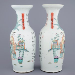 A pair of Chinese qianjiangcai vases signed Xiao Yun, 19/20th C. — 照片 2