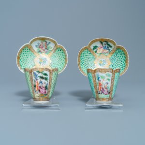 A pair of Chinese quadrilobed Meissen-style AR-marked cups and saucers, Tongzhi — photo 10