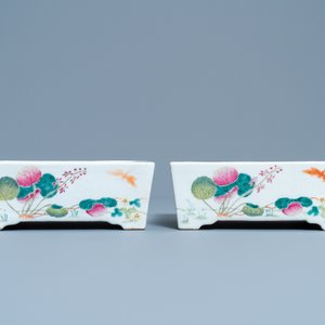 A pair of Chinese rectangular famille rose jardinières, 19th C. — 照片 2