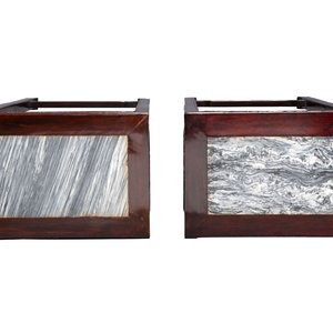 A pair of Chinese rectangular hongmu stands with marble top, Canton, 20th C. — 照片 5
