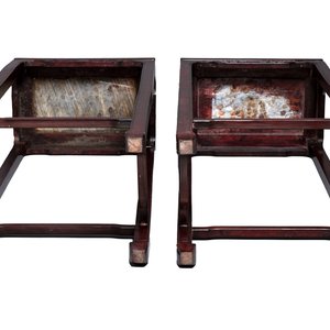 A pair of Chinese rectangular hongmu stands with marble top, Canton, 20th C. — 照片 6
