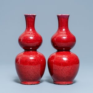 A pair of Chinese sang de boeuf-glazed double gourd vases, 19th C. — photo 3