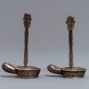 A pair of Chinese silver bixi turtle-shaped boxes, 19th C. — 照片 4
