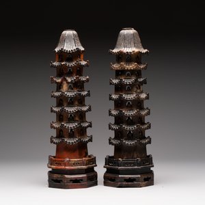 A pair of Chinese soapstone pagodas, 19/20th C. — 照片 4