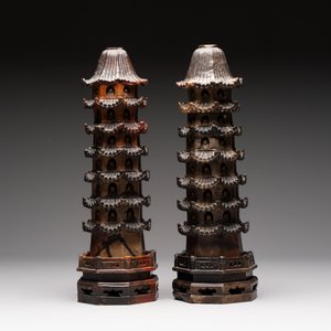 A pair of Chinese soapstone pagodas, 19/20th C. — 照片 5
