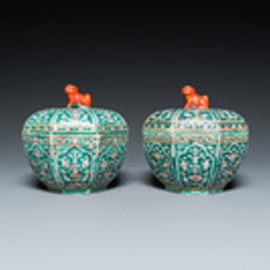 A pair of Chinese Thai market Bencharong boxes and covers, 19th C. — photo 2